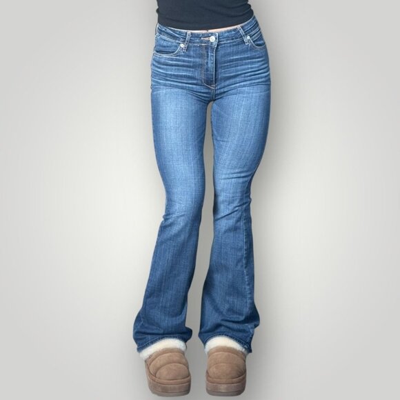Abercrombie & Fitch Flare Denim Jeans Womens Size 2 High Rise Stretch Y2K Blue - Picture 1 of 10